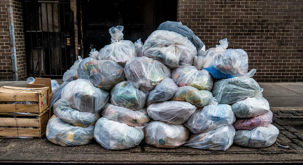 Web2 Clear Trash Bag Pile